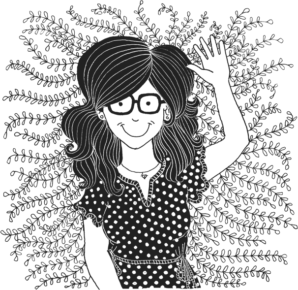 Me, smiling and waving at you. Illustration.