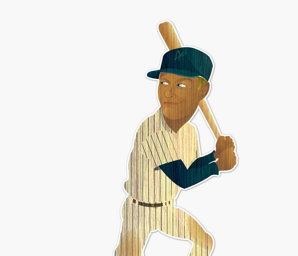 Illustration Mickey Mantle, detail